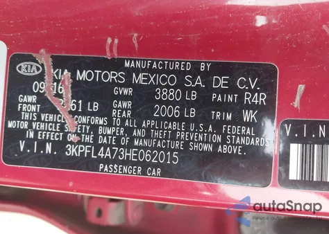 2017 Kia Forte S from USA, damaged, VIN 3KPFL4A73HE062015